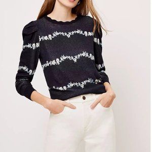LOFT NWT's Women's Floral Puff Sleeve Sweater